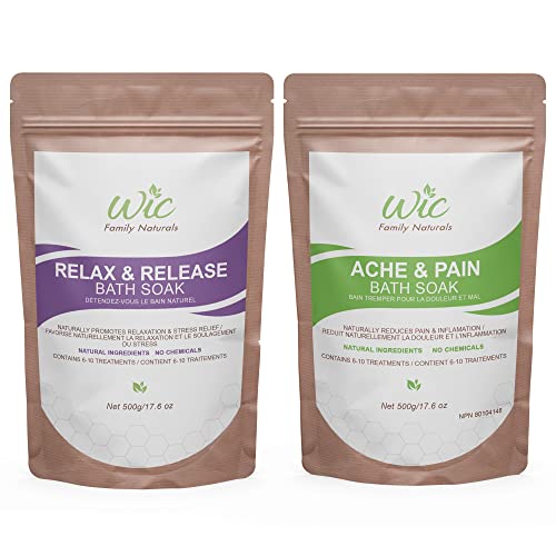 Ache & Pain and Relax & Release Variety Pack, 10 Treatments Per Bag - Muscle & Joint Pain Relief and Relaxation Mineral Bath Salts w/ Essential Oils