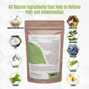 Ache & Pain Bath Soak - Natural Bath Salts For Sore Muscles & Joint Pain Relief | 10 Treatments Per Bag